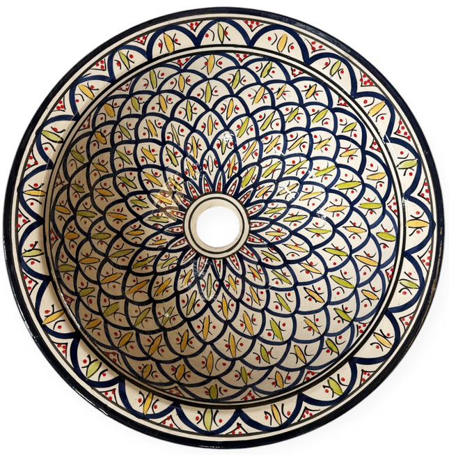 Marokkaanse waskom - kleurrijk - aardewerk (opbouw) wasbak - Ø 40 cm