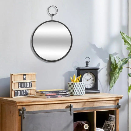 Wandspiegel rond D30 cm metaal zwart