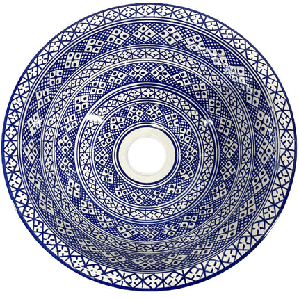 Marokkaanse aardewerk waskom blauw-wit