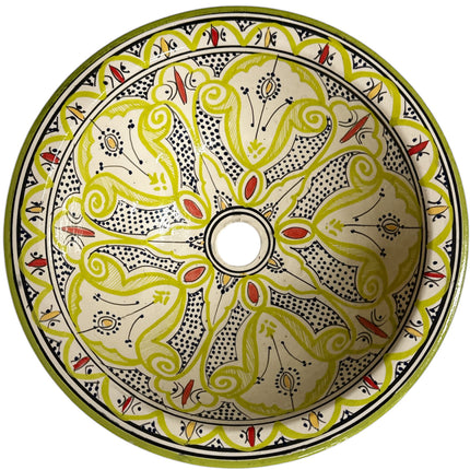 Marokkaanse waskom Asfi- kleurrijk - aardewerk (opbouw) wasbak - Ø 40 cm