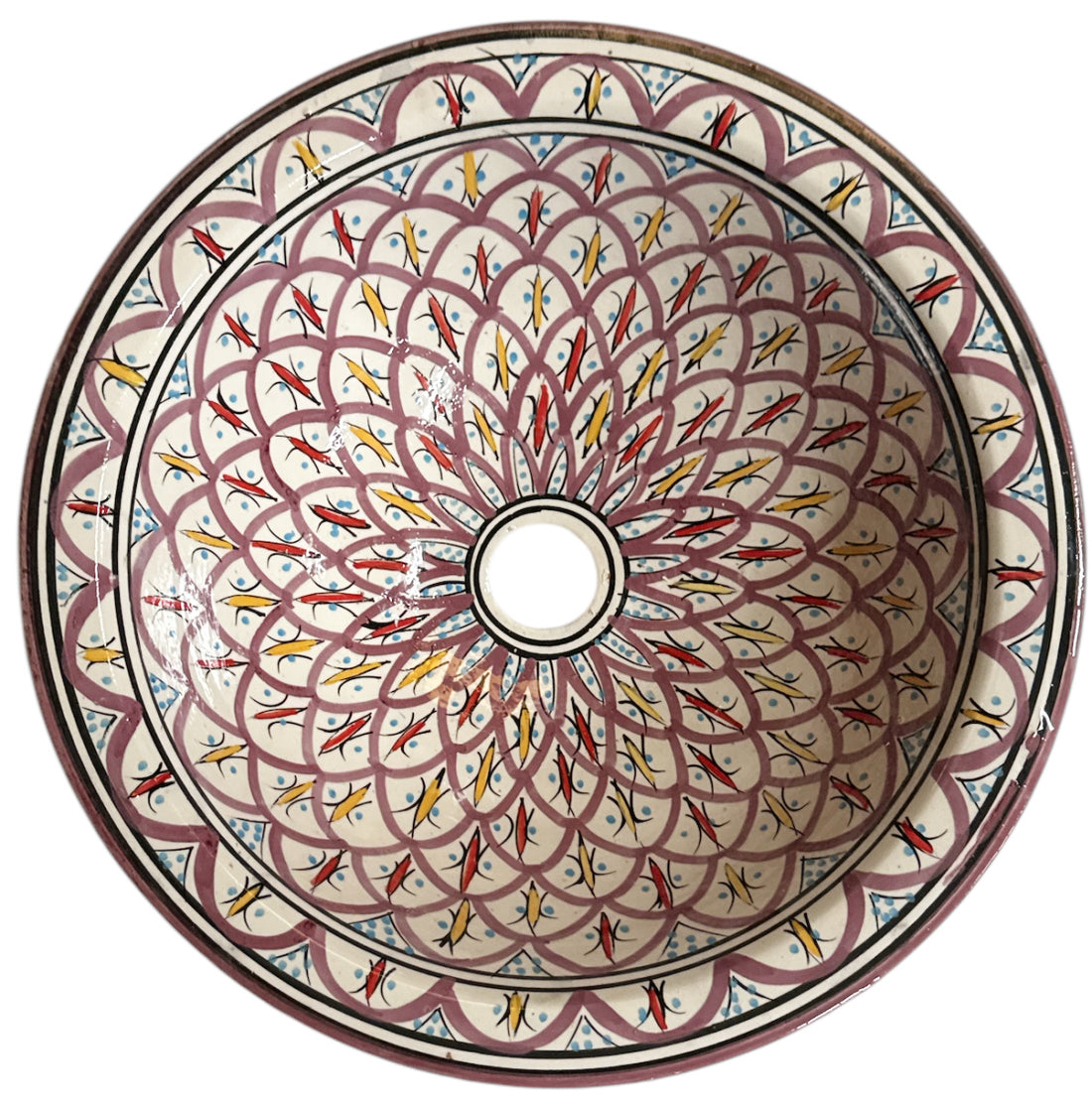 Moroccan washbasin - colorful - earthenware (countertop) sink - Ø 40 cm