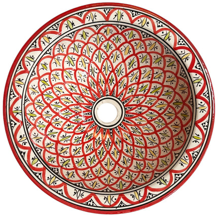 Marokkaanse waskom Asfi- kleurrijk - aardewerk (opbouw) wasbak - Ø 40 cm