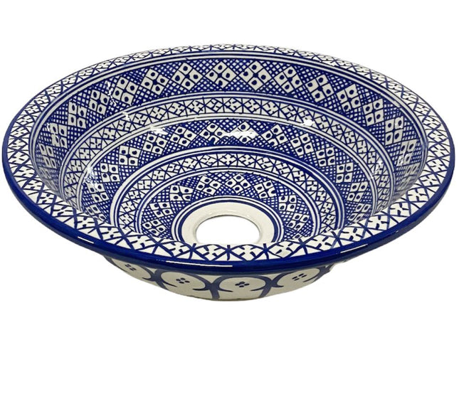 Marokkaanse aardewerk waskom blauw-wit