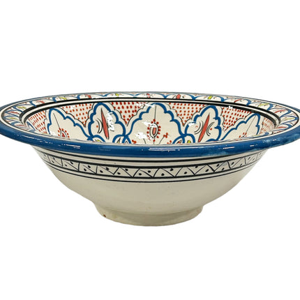 Marokkaanse Aardewerk waskom  (opbouw) wasbak Ø 40 cm blauw