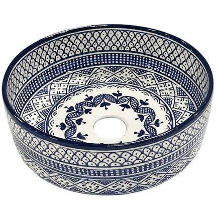 Marokkaanse keramische waskom 35 cm blauw