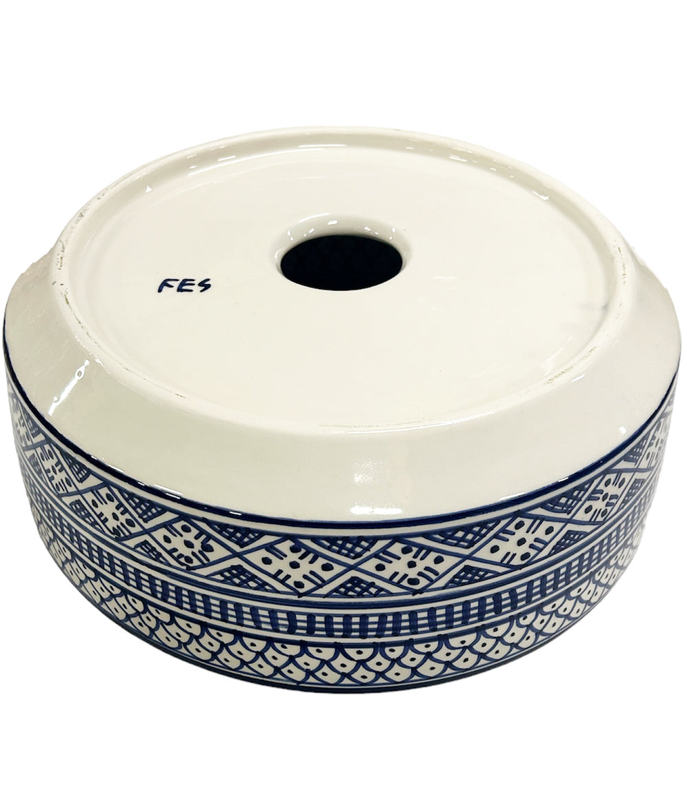 Vasque à poser en céramique marocaine 28 cm bleue