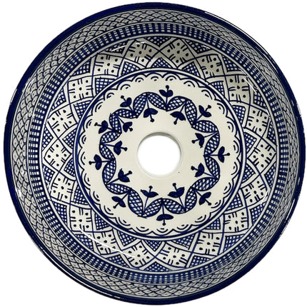 Marokkaanse keramische waskom 35 cm blauw