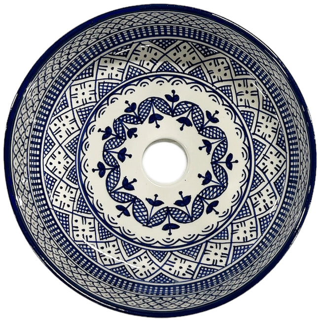 Marokkaanse keramische waskom 35 cm blauw