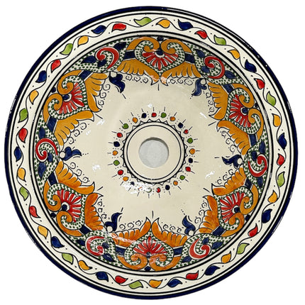 Marokkaanse Aardewerk waskom  (opbouw) wasbak Ø 40 cm
