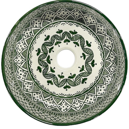 Marokkaanse keramische waskom 35 cm lichtgroen