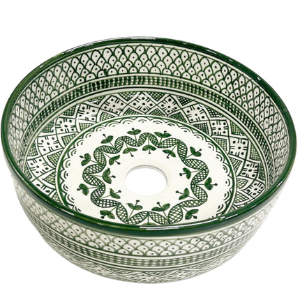 Marokkaanse keramische waskom 35 cm lichtgroen