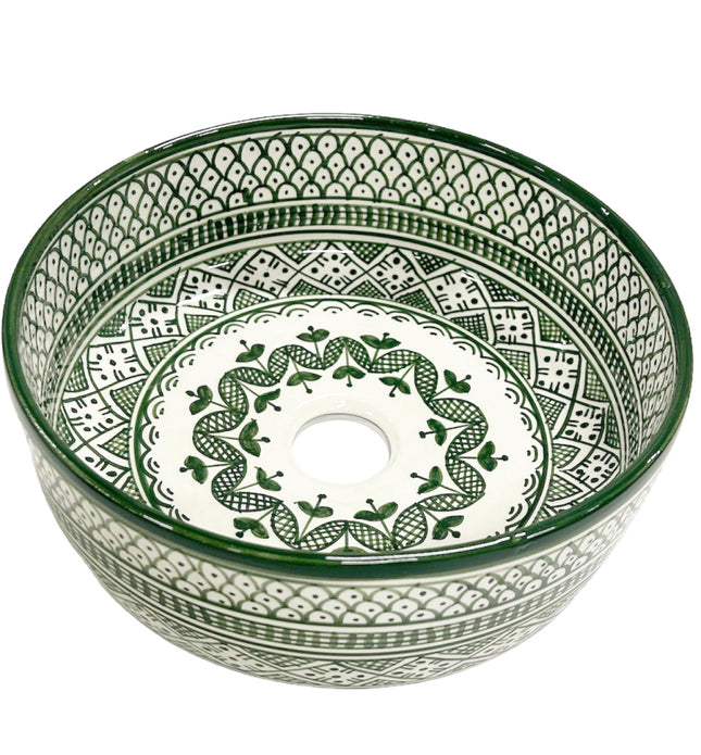 Marokkaanse keramische waskom 35 cm lichtgroen