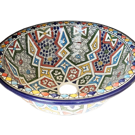 Marokkaanse waskom  FEZ-  handbeschilderd met kleurrijke patronen