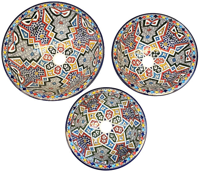 Marokkaanse waskom  FEZ-  handbeschilderd met kleurrijke patronen