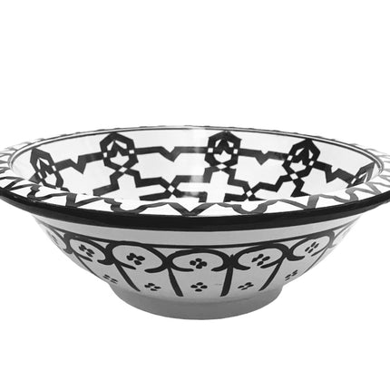 Oosterse waskom - Marokkaanse opzet keramiek wasbak  zwart - wit