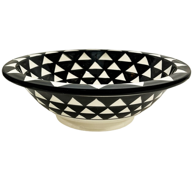 Marokkaanse waskom  FEZ-  handbeschilderd zwart wit