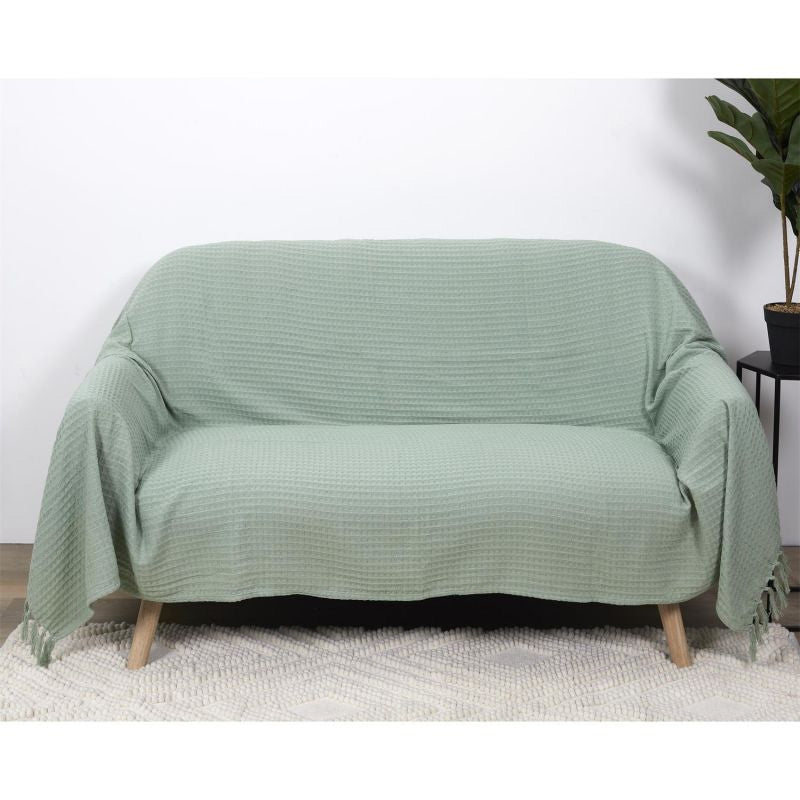 Jeté de canapé en relief - Vert d'eau - 170 x 250 cm