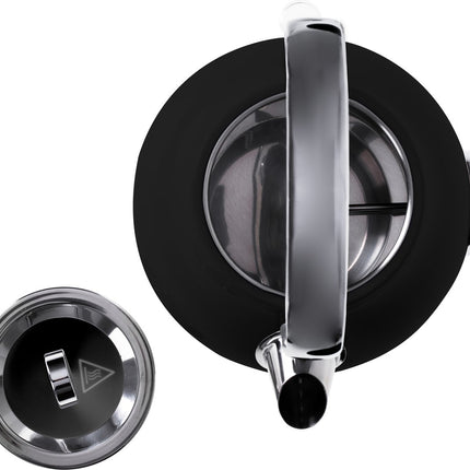 Waterkoker met thermometer - zwart - 1.7 liter - metaal