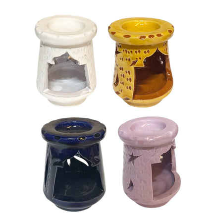 Marokkaanse Handgemaakte Oliebrander – Waxinelichthouder Keramiek – Diverse Kleuren