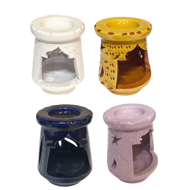 Marokkaanse Handgemaakte Oliebrander – Waxinelichthouder Keramiek – Diverse Kleuren