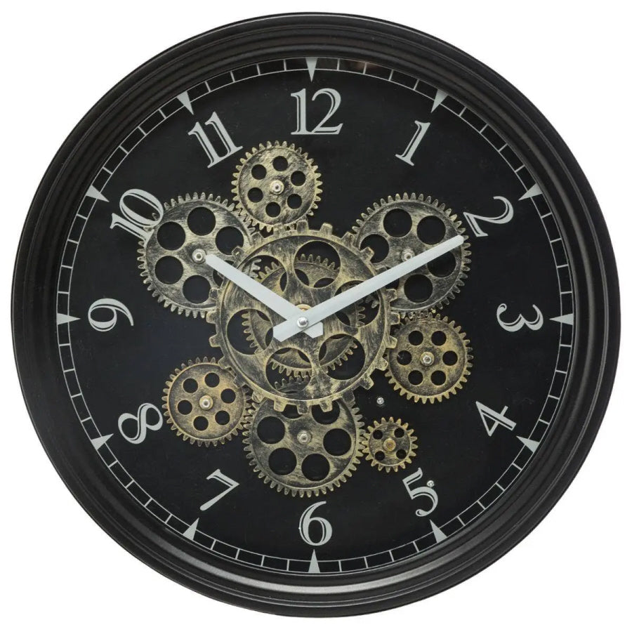 Industrial wall clock with moving gears - Ø37 cm