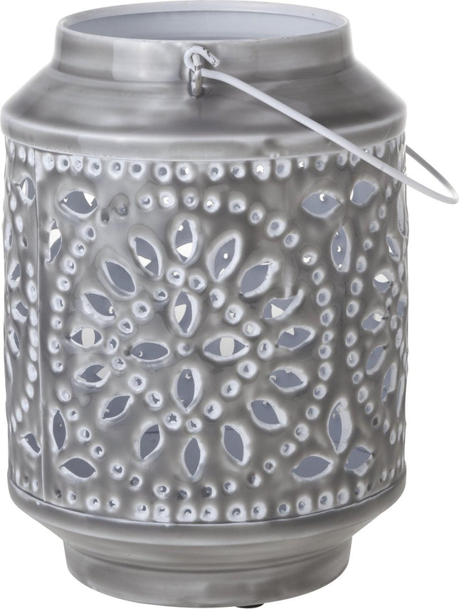 Cosy&Trendy Windlicht - Metaal - 18 cm x 18 cm x 24 cm - Grijs