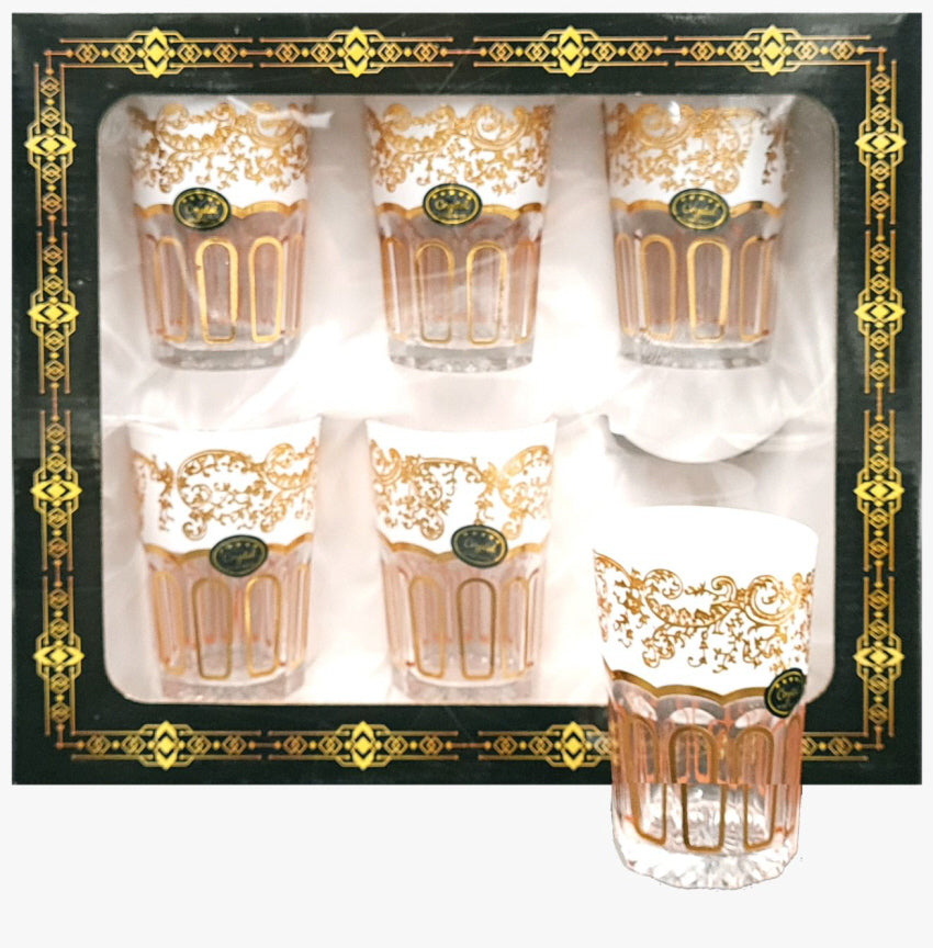 Verres à thé à motif doré