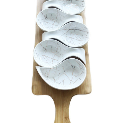 Serveerplank met 6 schaaltjes – marmerlook
