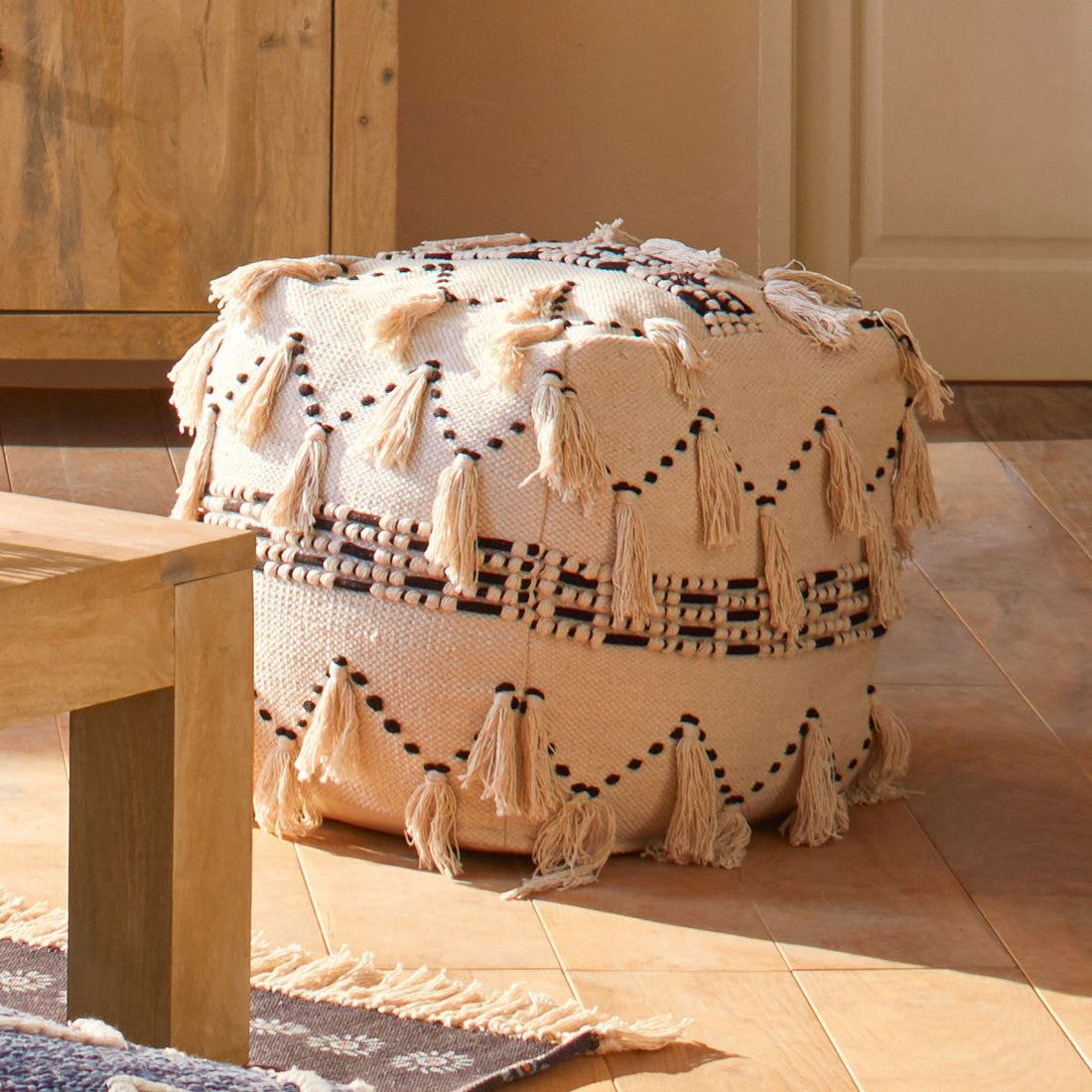 White cotton pouf