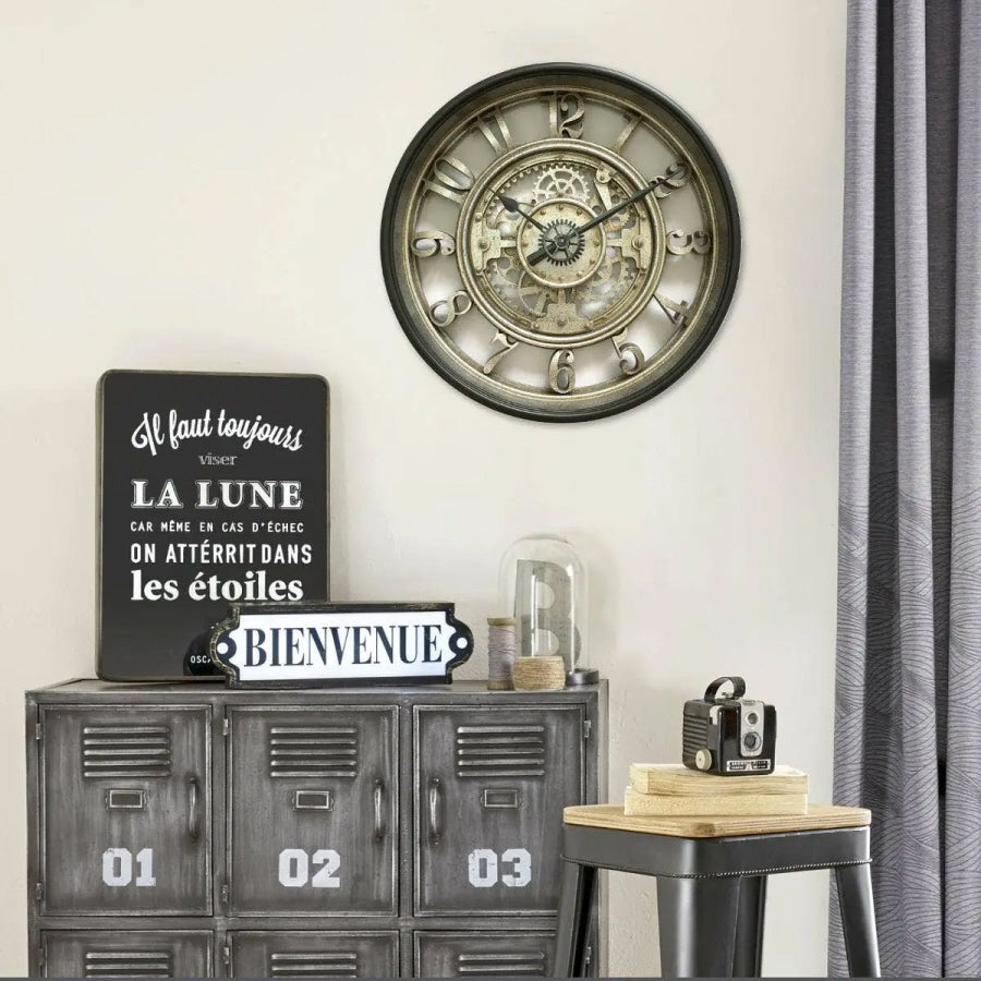 Industrial wall clock Ø51 cm - Brown