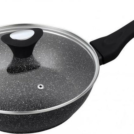 Klausberg - Wokpan met deksel - Ø24 cm - Marmer/Keramische coating - Alle warmtebronnen - Zwart