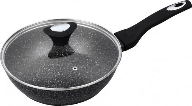 Klausberg - Wokpan met deksel - Ø24 cm - Marmer/Keramische coating - Alle warmtebronnen - Zwart