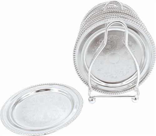 Onderzetter 6-delig met standaard zilver