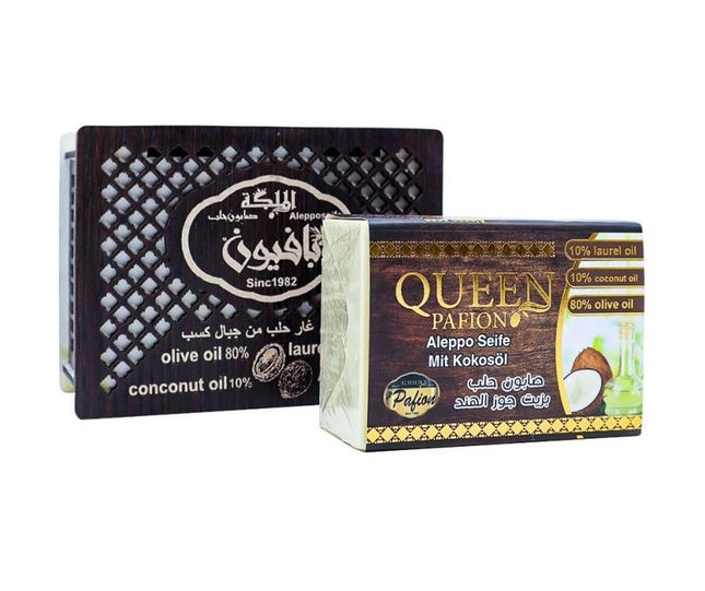 AL MALIKA allepo Zeep met Kokosolie Houten Doos 150g