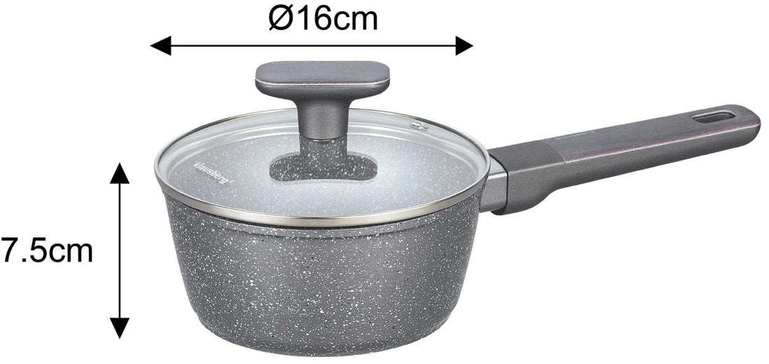 12-Piece Marble Cookware Set in Grey - Complete and Functional Cookware with Glass Lids