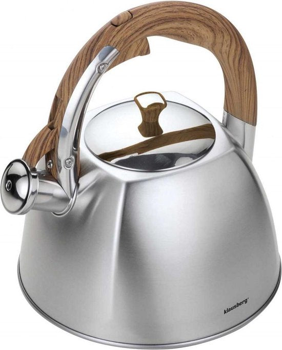 Klausberg fluitketel 3 liter – RVS, voor gas en inductie, in 6 kleuren