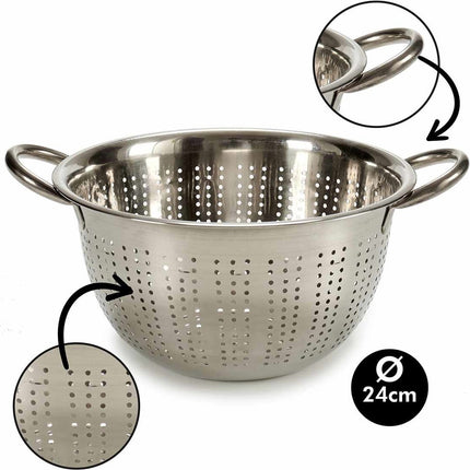 Zilver RVS vergiet/zeef 24 x 13 cm