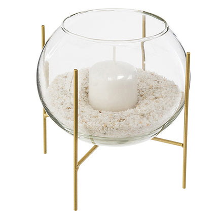 Kandelaar - Goud - incl. kaars/zand - Ø14 cm