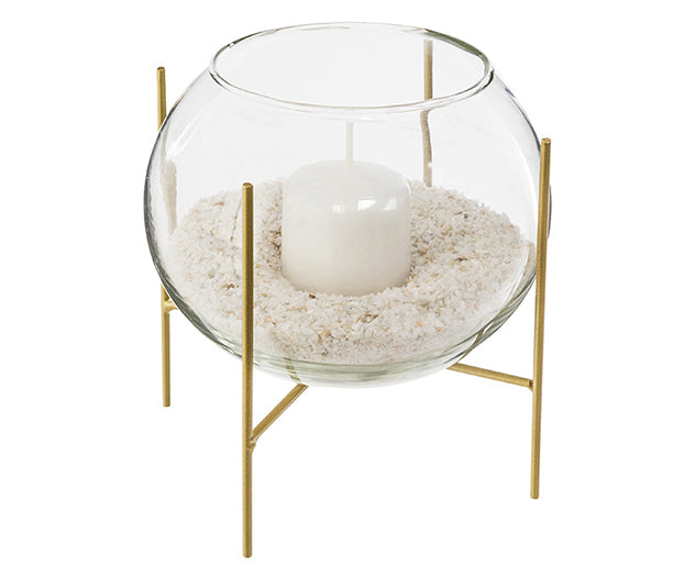 Kandelaar - Goud - incl. kaars/zand - Ø14 cm