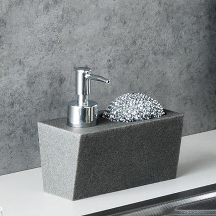 Natuurstenen zeeppompje met sponshouder - Grijs