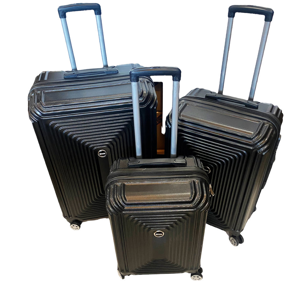 Set de 3 valises - Rigides Set de trolley avec cadenas TSA noir