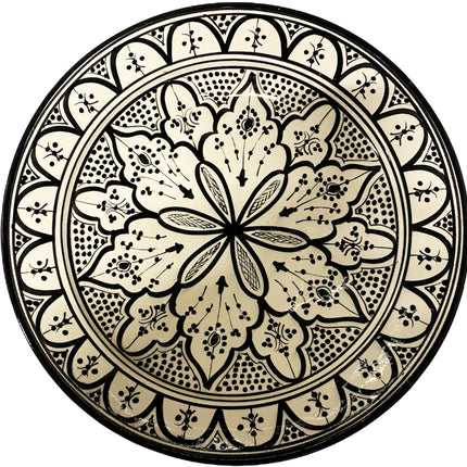 Marokkaans aardewerk zwart/wit schaal 35 cm