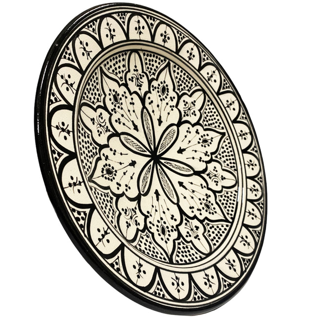 Marokkaans aardewerk zwart/wit schaal 35 cm