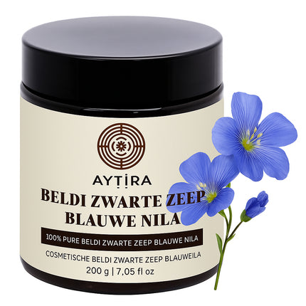 Aytira Beldi Zwarte Zeep Blauwe Nila – Natuurlijke Marokkaanse Zeep 200g