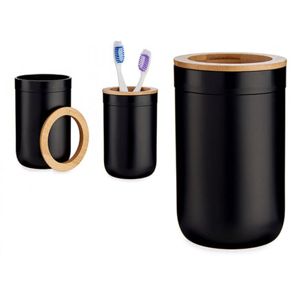 Tandenborstelhouder zwart met bamboe dop