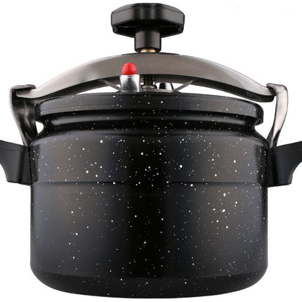 Zwarte snelkookpan 12 liter met anti-aanbak marble coating.