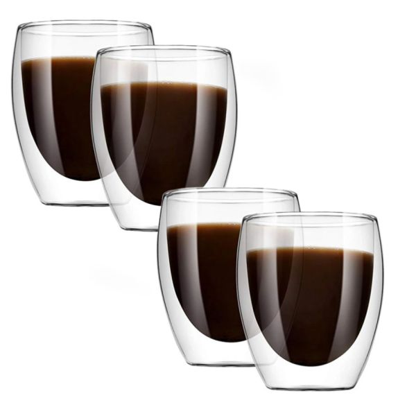 halfgeleider Prestatie Integratie Dubbelwandig Espresso Kopjes – 100 ML – Set van 4