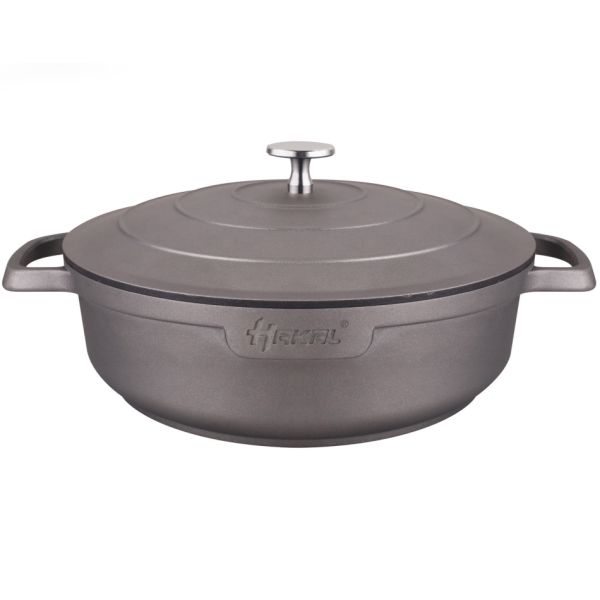 Hakal lage braadpan ergonomische handgrepen - L, 28 cm ovenbestendige kookpot