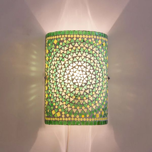 Product Zwitsers liefde Oosterse mozaïek wandlamp cilinder - groen
