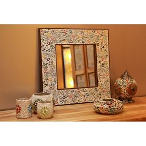 Grote oosterse spiegel met mozaïek frame multi colour  80 x 60 cm